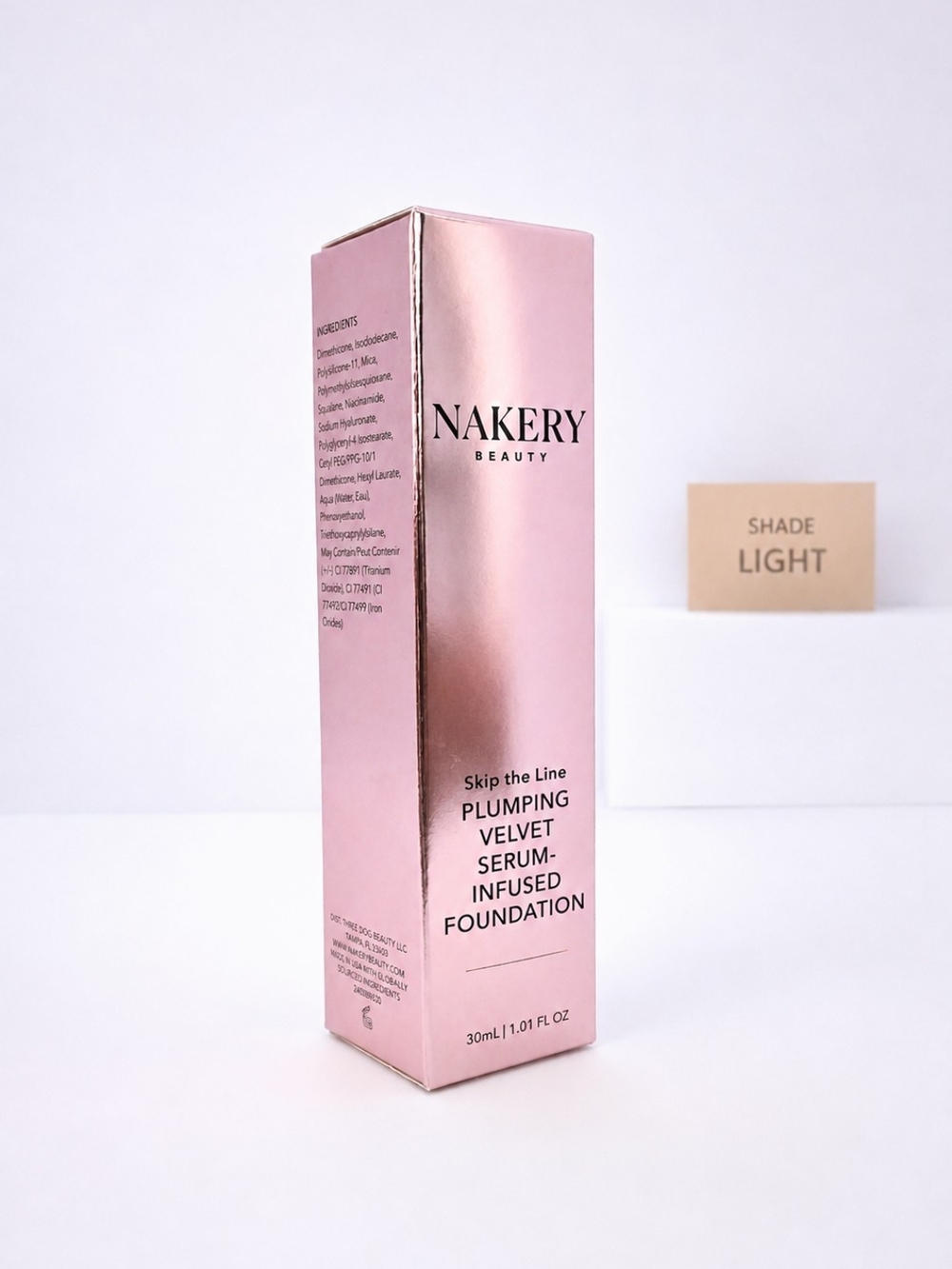 Nakery Beauty Skip The Line Plumping Velvet Serum Foundation Light NIB